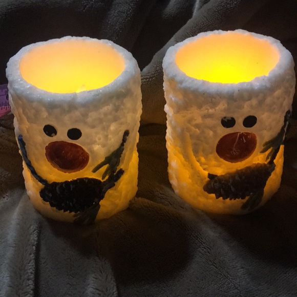 home decor Other - 4” Led Snowman Pillar Candles